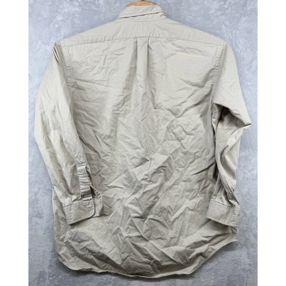 Polo‎ Ralph Lauren Blake Shirt Beige Cotton Button Down Long Sleeve Men's L READ